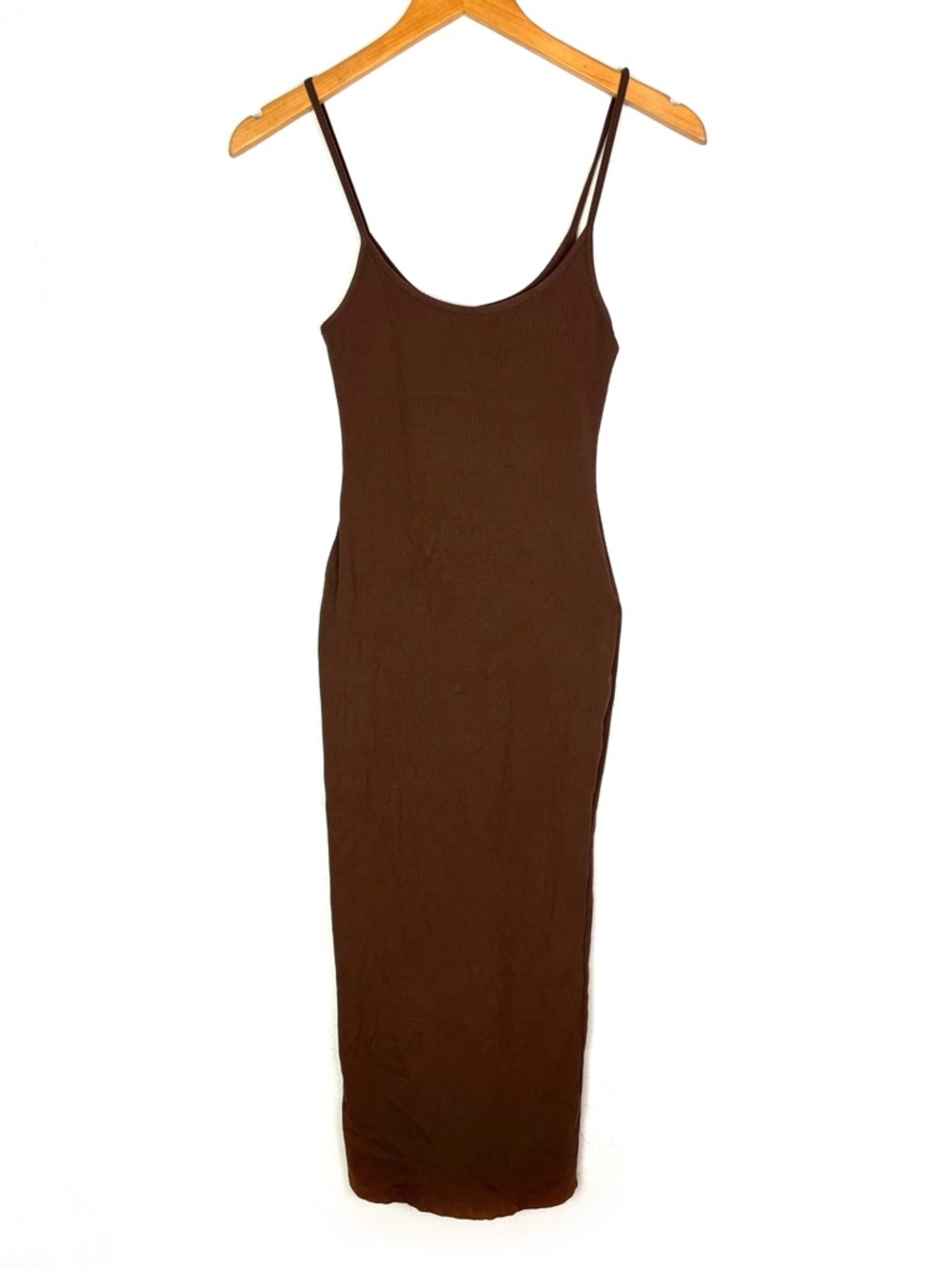 Meshki Alexis Ribbed Cami Midi DressBodycon Brown size small - Picture 2 of 5